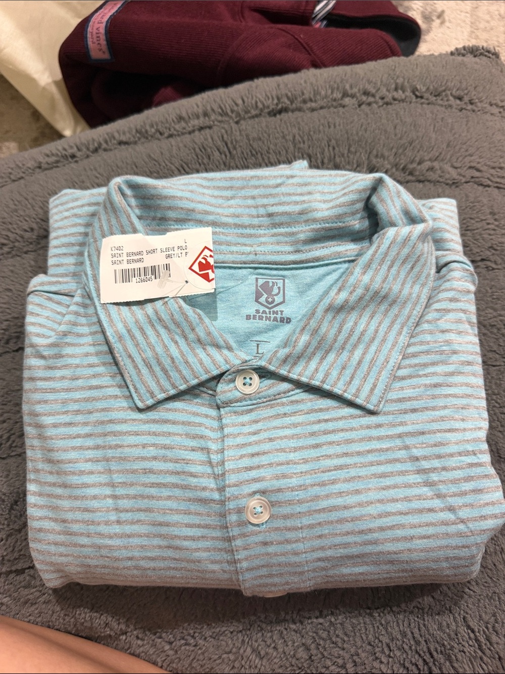 Men’s Light Blue & Gray Striped Polo